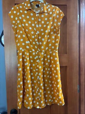 City Streets Mustard Yellow Polka Dot Midi Dress